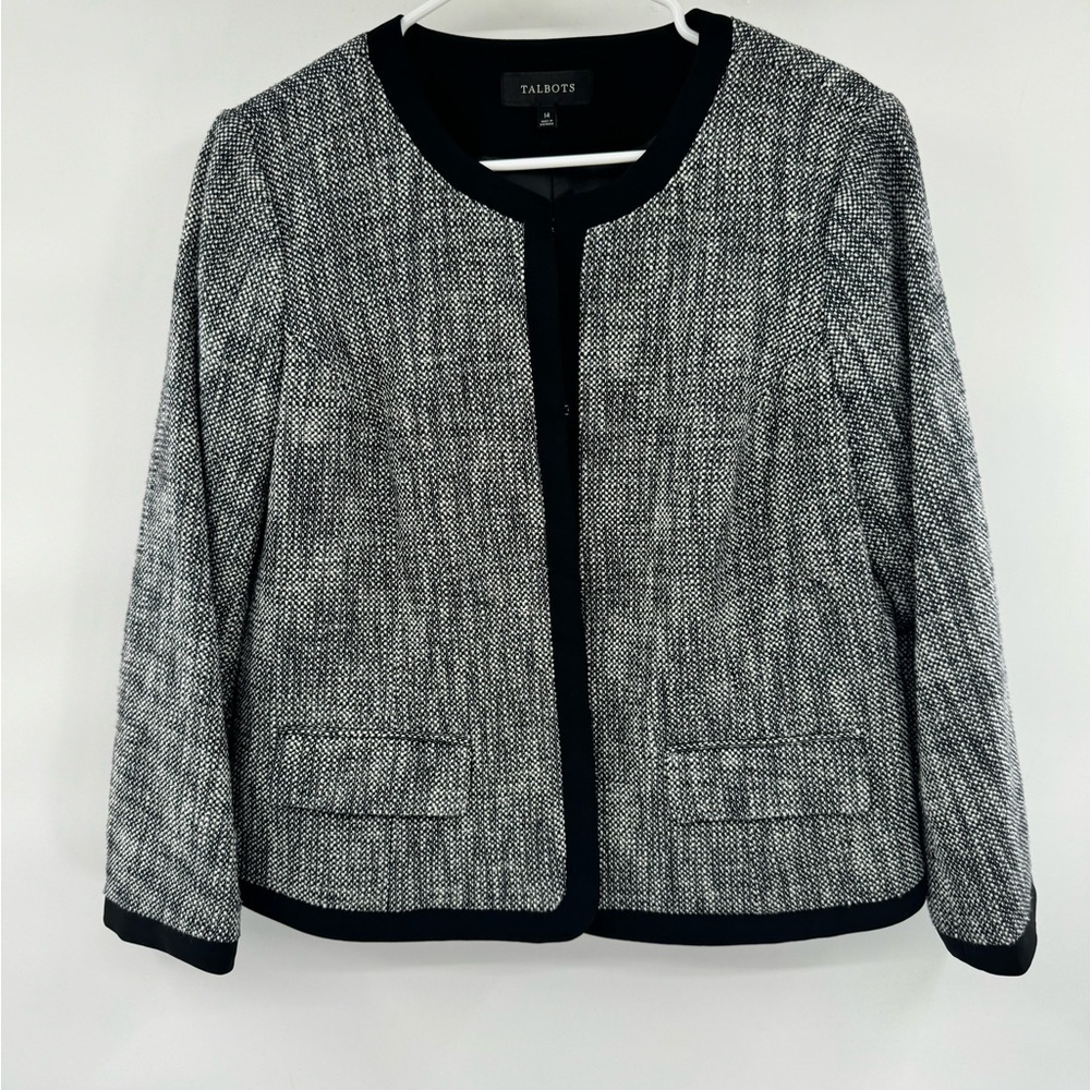 Talbots grey blazer tweed jacket suit separate size 14